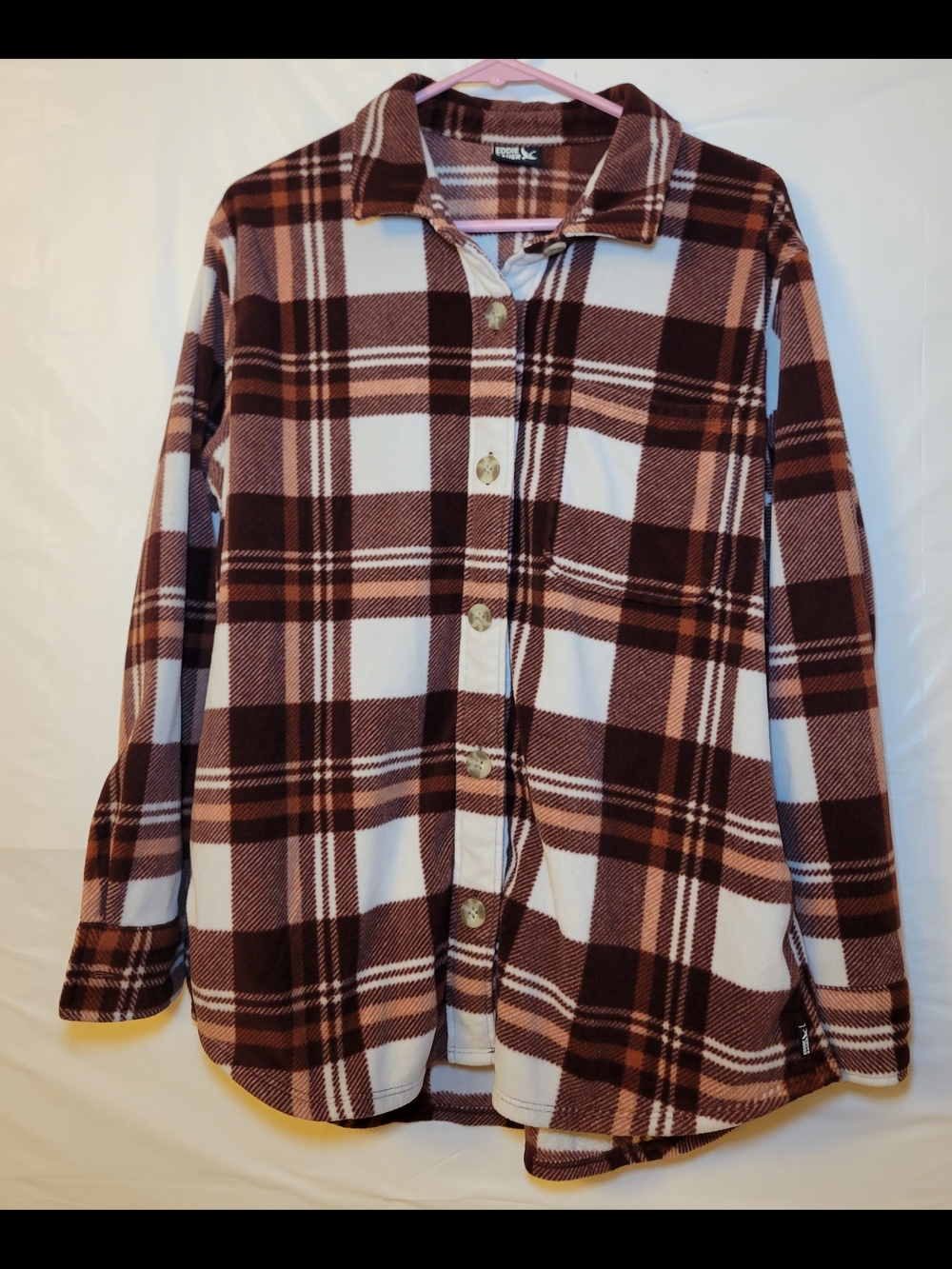 Cozy Plaid Button-Up Shacket in Cream & Brown